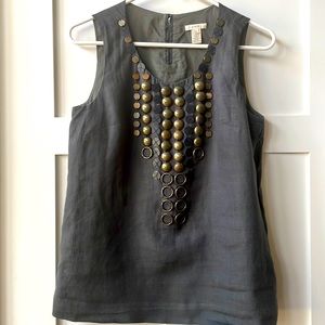 J. Crew linen tank with decorative pieces. Fully lined with cotton lining.